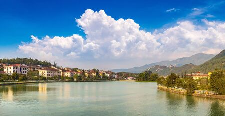 Panorama of Lake in downtown of Sapa, Lao Cai, Vietnam in a summer dayの写真素材
