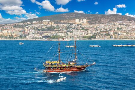 Ship in Kusadasi, Turkey in a beautiful summer dayの写真素材