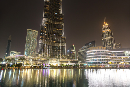 DUBAI, UAE - JUNE 26, 2018: Burj Khalifa at night in Dubai, United Arab Emiratesのeditorial素材