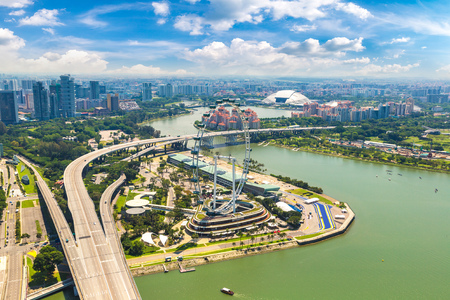 Panoramic aerial view of Singapore in a summer dayのeditorial素材