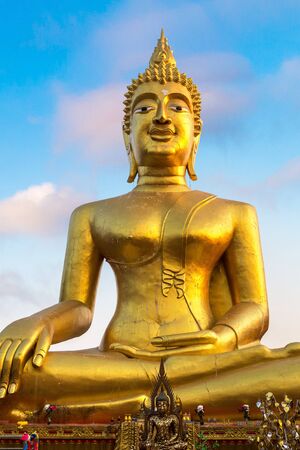 Golden Big Buddha in Pattaya, Thailand in a summer dayの写真素材