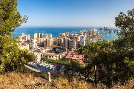 Panoramic aerial view of Malaga in a beautiful summer day, Spainの写真素材