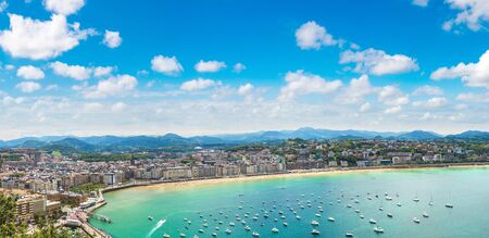 Panoramic aerial view of San Sebastian (Donostia) in a beautiful summer day, Spainの写真素材