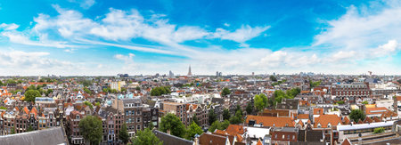 Panoramic aerial view of Amsterdam in a beautiful summer day, The Netherlandsの写真素材