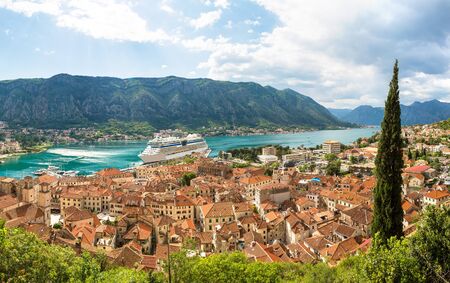 Panorama of Kotor in a beautiful summer day, Montenegroの写真素材
