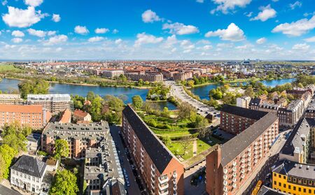 Aerial view of Copenhagen, Denmark in a sunny dayの写真素材