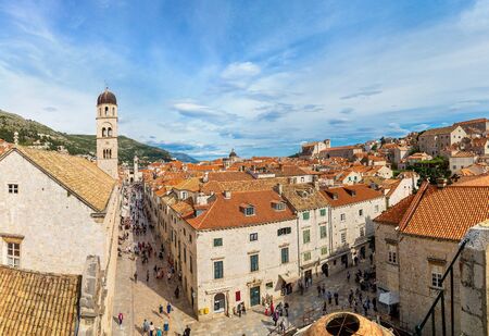 Panorama of old city Dubrovnik in a beautiful summer day, Croatiaのeditorial素材