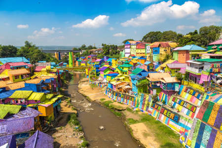 MALANG, INDONESIA - FEBRUARY 27, 2020: View of Colorful Jodipan village ( Kampung Warna Warni ) in Malang, East Java, Indonesiaのeditorial素材