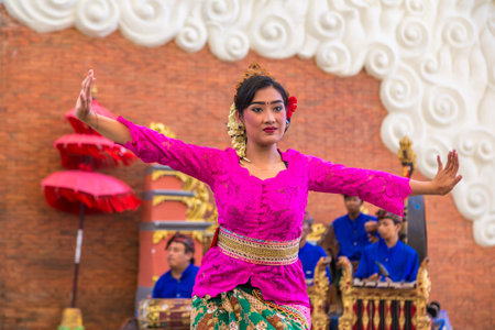 BALI, INDONESIA - FEBRUARY 28, 2020: Traditional balinese dance performed in GWK Garuda Wisnu...