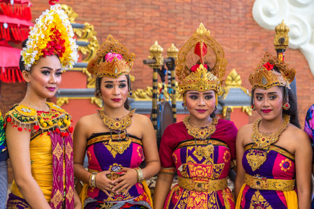BALI, INDONESIA - FEBRUARY 28, 2020: Traditional balinese dance performed in GWK Garuda Wisnu Kencana Cultural Park on Bali, Indonesiaのeditorial素材