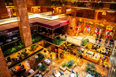 NEW YORK CITY, USA - MARCH 29, 2020: Interior of Trump Tower building in New York City, NY, USAのeditorial素材