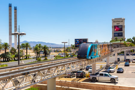 LAS VEGAS, USA - MARCH 29, 2020: Monorail train in Las Vegas, Nevada, USA