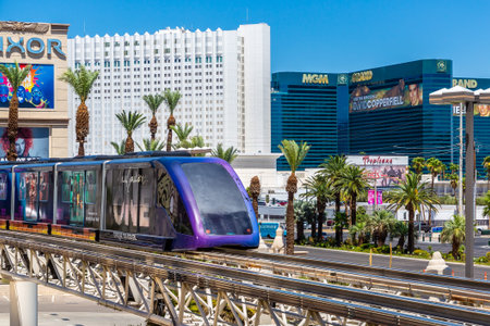 LAS VEGAS, USA - MARCH 29, 2020: Monorail train in Las Vegas, Nevada, USA