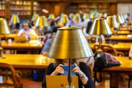 NEW YORK CITY, USA - MARCH 15, 2020: Main reading room of the New York Public Library, New York City, USAのeditorial素材