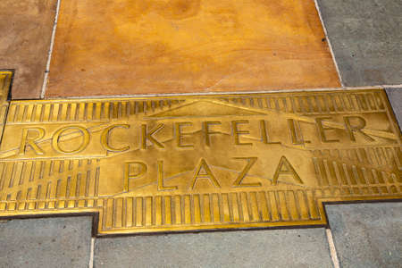NEW YORK CITY, USA - MARCH 15, 2020: Sign bulding at Rockefeller Center in Manhattan, New York City, USAのeditorial素材