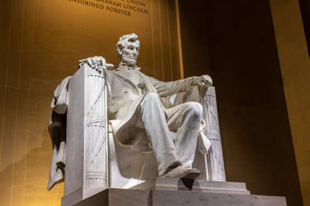 WASHINGTON DC, USA - MARCH 29, 2020: Abraham Lincoln statue inside Lincoln Memorial in Washington DC, USAのeditorial素材