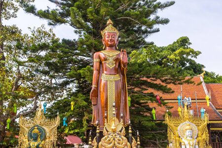 Golden pagoda Wat Phra That Doi Suthep in Chiang Mai, Thailand in a summer dayの写真素材