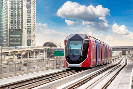 New modern tram in Dubai, United Arab Emirates