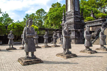 Tomb of Khai Dinh with Manadarin hnour guard in Hue, Vietnam in a summer dayのeditorial素材