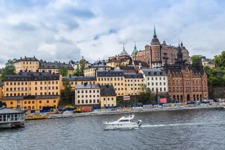 STOCKHOLM, SWEDEN - JULY 31, 2013: Scenic summer aerial panorama of the Old Town (Gamla Stan) in Stockholm, Swedenのeditorial素材