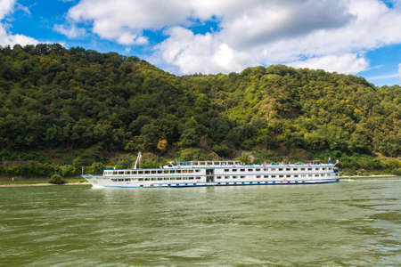 GERMANY - JUNE 16, 2016: Romantic Rhine valley is a winemaking area in a beautiful summer day, Germany, Kaubのeditorial素材