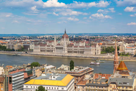 BUDAPEST, HUNGARY - JULY 22, 2017: Panoramic view of  Budapest and Parliament Building in Hungary in a beautiful summer dayのeditorial素材