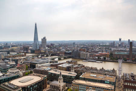 LONDON, UNITED KINGDOM - JUNE 14, 2016: Panoramic aerial view of London and the Shard in a beautiful summer day, England, United Kingdomのeditorial素材