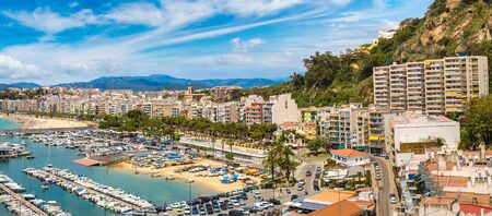 Panoramic aerial view of Blanes in Costa Brava in a beautiful summer day, Spainの写真素材