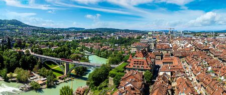 Panoramic view of Bern in a beautiful summer day, Switzerlandの写真素材