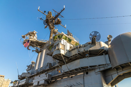 NEW YORK CITY, USA - MARCH 29, 2020: New York Citys Intrepid Sea, Air & Space Museum Complex in New York City, NY, USAのeditorial素材