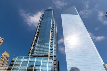 NEW YORK CITY, USA - MARCH 29, 2020: One World Trade Center tower in New York City, NY, USAのeditorial素材