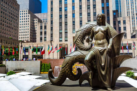 NEW YORK CITY, USA - MARCH 15, 2020: Maiden Statue at Rockefeller Center in Manhattan, New York City, USAのeditorial素材