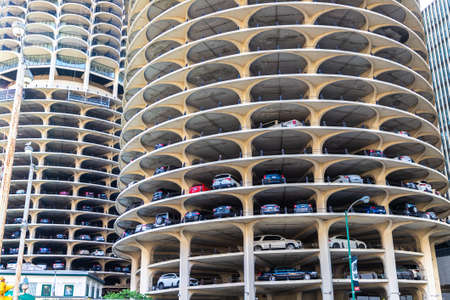 CHICAGO, USA - MARCH 29, 2020: Car park building at Marina Towers in Chicago, Illinois, USAのeditorial素材