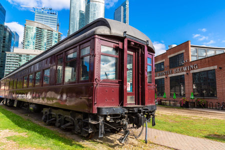 TORONTO, CANADA - APRIL 2, 2020: Toronto Railway Museum in Toronto in a sunny day, Ontario, Canadaのeditorial素材