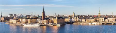 Panorama of Gamla Stan, the old part of Stockholm in a sunny day, Swedenの写真素材