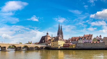 Regensburg and Cathedral, Germany in a beautiful summer dayの写真素材