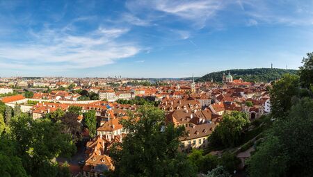 Panoramic aerial view of Prague in a beautiful summer day, Czech Republicの写真素材