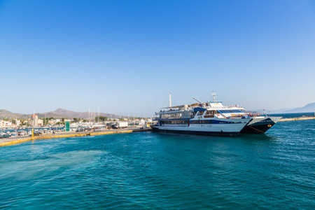 AEGINA, GREECE - JULY 19, 2015: Port in Aegina island in a summer day in Greece