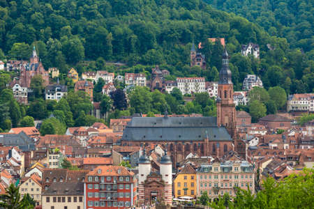 HEIDELBERG, GERMANY - JUNE 23, 2016: Panoramic aerial view of Heidelberg in a beautiful summer day, Germany on June 23, 2016のeditorial素材