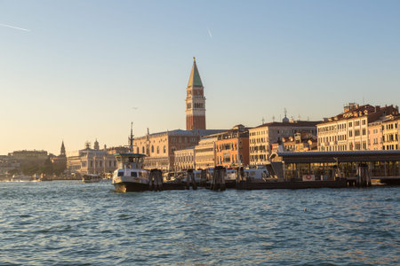 VENICE, Italy, JULY 12, 2016: Campanile di San Marco  in a summer day in Venice, Italy