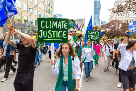 TORONTO, CANADA - SEPTEMBER 27, 2019: Global Strike for Climate and march for climate justice in...