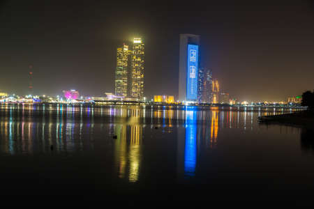 ABU DHABI, UNITED ARAB EMIRATES - JANUARY 31, 2020: Abu Dhabi in a summer night, United Arab Emiratesのeditorial素材