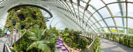 SINGAPORE - JUNE 23, 2018: Panorama of Conservatory Cloud Forest Dome in Singapore at summer dayのeditorial素材
