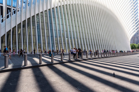 NEW YORK CITY, USA - MARCH 29, 2020: Oculus transportation hub at World Trade Center in New York...