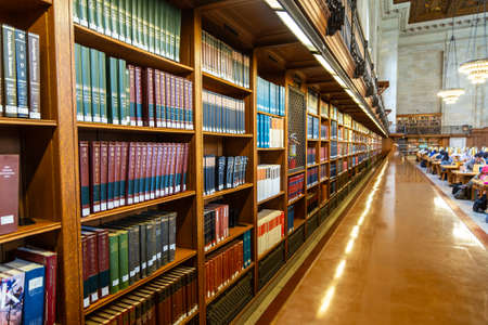 NEW YORK CITY, USA - MARCH 15, 2020: Books at Main reading room of the New York Public Library, New York City, USAのeditorial素材