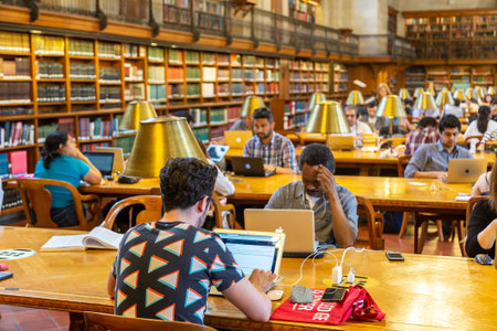 NEW YORK CITY, USA - MARCH 15, 2020: Main reading room of the New York Public Library, New York...
