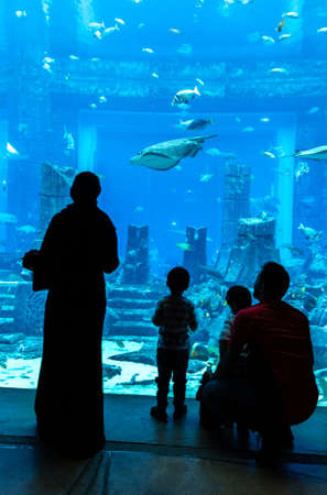 DUBAI, UAE - JUNE 26, 2018: Lost chambers - Large aquarium in Hotel Atlantis in Dubai, United Arab Emiratesのeditorial素材
