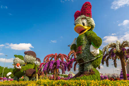 DUBAI, UNITED ARAB EMIRATES - MARCH 29, 2020: Dubai miracle garden in a sunny day , United Arab Emiratesのeditorial素材