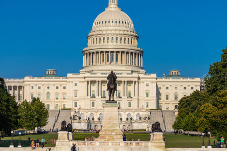 WASHINGTON DC, USA - MARCH 29, 2020: The United States Capitol building in a summer day in...