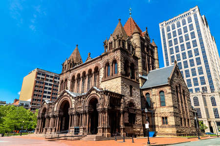 Trinity Church at Copley Square in Boston, Massachusetts, USAの写真素材